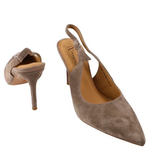 Pantofi eleganti, dama, ANNA VIOTTI, D105-B149D bej, piele naturala, toc