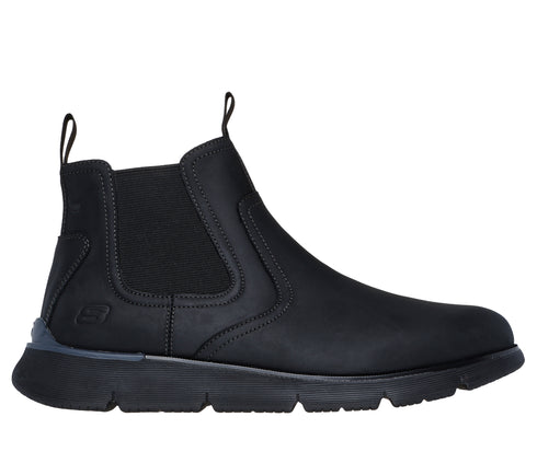 Ghete sport, barbati, SKECHERS AUGUSTINO-PAULO 205227-BBK negru, piele naturala