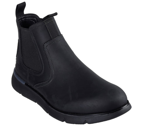 Ghete sport, barbati, SKECHERS AUGUSTINO-PAULO 205227-BBK negru, piele naturala