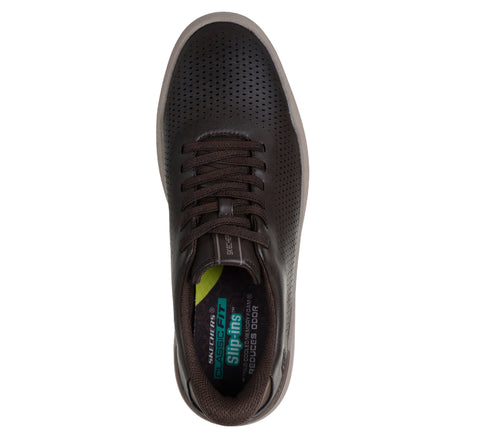 Pantofi sport, barbati, SKECHERS SLIP-INS OWEN - CONNELL 205625-CHOC maro, piele ecologica