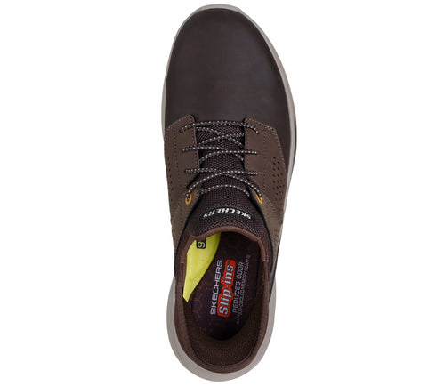 Pantofi sport, barbati, SKECHERS SLIP-INS RF SLADE MACKLIN 210890-CHOC maro, piele ecologica