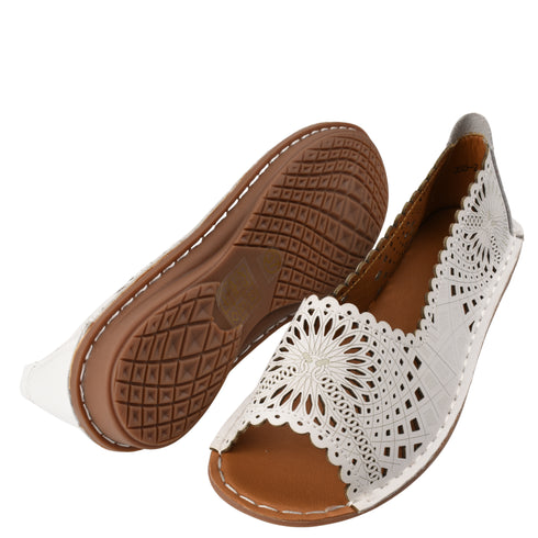 Pantofi casual, dama, ADA SHOES, 355-2 alb, piele naturala