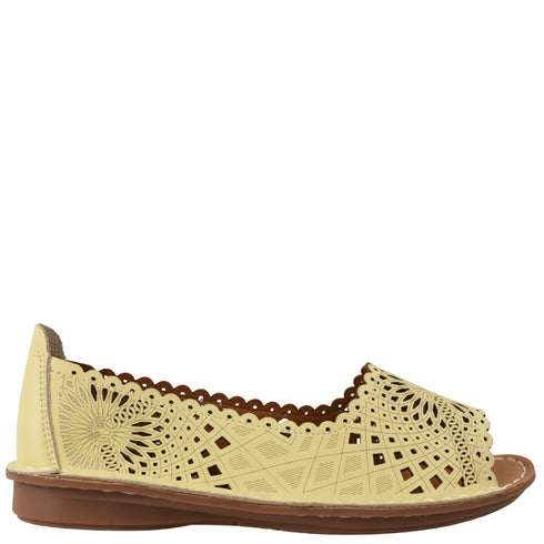 Pantofi casual, dama, ADA SHOES, 355-2 galben, piele naturala