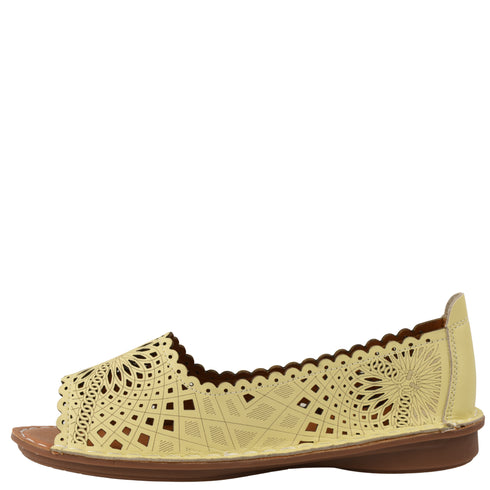 Pantofi casual, dama, ADA SHOES, 355-2 galben, piele naturala