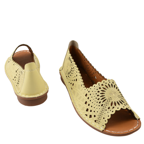 Pantofi casual, dama, ADA SHOES, 355-2 galben, piele naturala