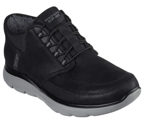 Ghete sport, barbati, SKECHERS SUMMITS-SIEGUL SLIP-INS 232927-BKCC negru, piele ecologica