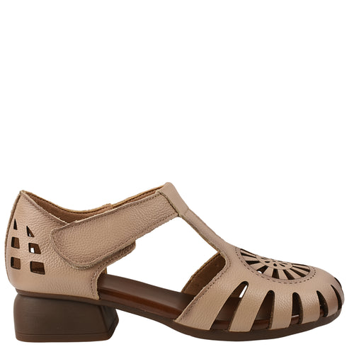 Sandale casual, dama, ADA SHOES, 631 bej, piele naturala