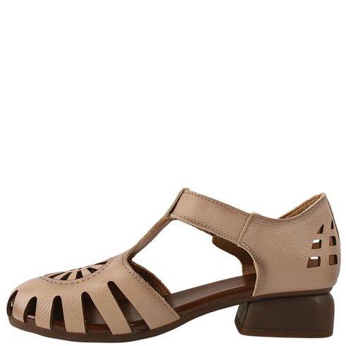 Sandale casual, dama, ADA SHOES, 631 bej, piele naturala