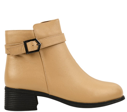 Ghete elegante, dama, BERLINER, 25115 crem, piele naturala, toc