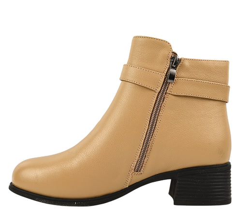 Ghete elegante, dama, BERLINER, 25115 crem, piele naturala, toc