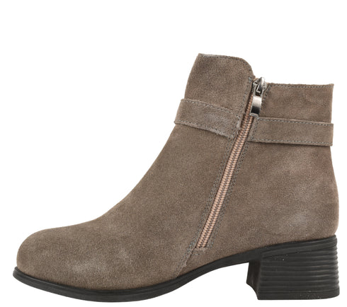 Ghete elegante, dama, BERLINER, 25115R bej, piele intoarsa, toc