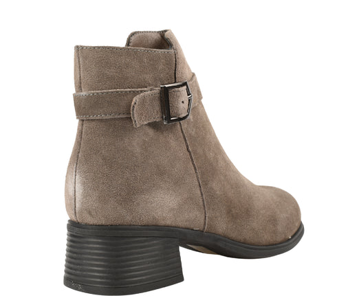 Ghete elegante, dama, BERLINER, 25115R bej, piele intoarsa, toc