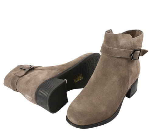 Ghete elegante, dama, BERLINER, 25115R bej, piele intoarsa, toc