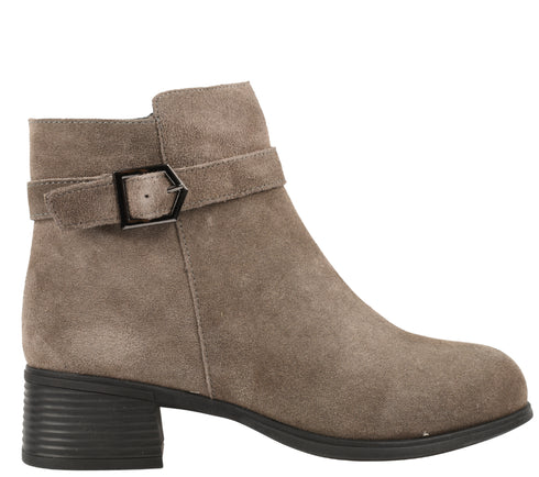 Ghete elegante, dama, BERLINER, 25115R bej, piele intoarsa, toc