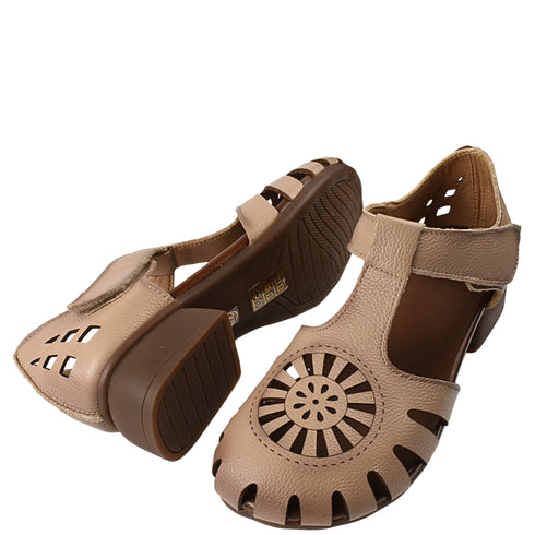 Sandale casual, dama, ADA SHOES, 631 bej, piele naturala