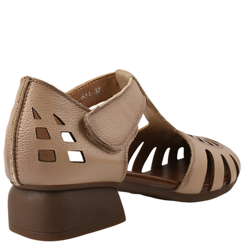 Sandale casual, dama, ADA SHOES, 631 bej, piele naturala