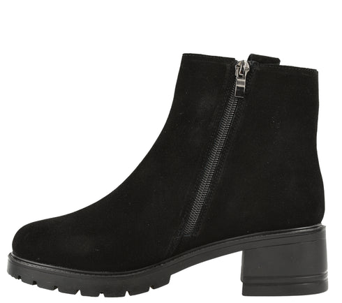 Ghete casual, dama, FORMAZIONE, 25373R negru, piele intoarsa, toc