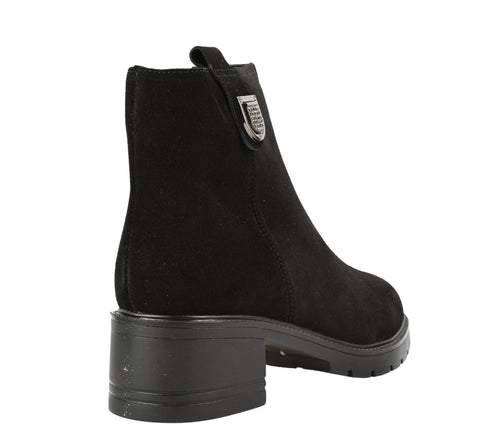 Ghete casual, dama, FORMAZIONE, 25373R negru, piele intoarsa, toc