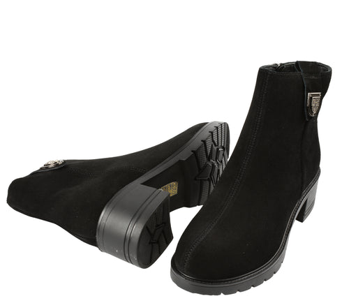 Ghete casual, dama, FORMAZIONE, 25373R negru, piele intoarsa, toc