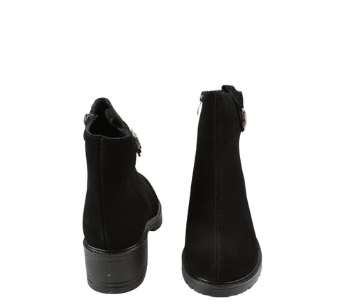 Ghete casual, dama, FORMAZIONE, 25373R negru, piele intoarsa, toc