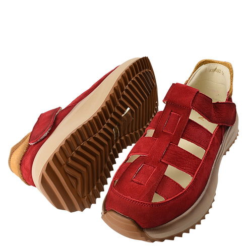 Pantofi sport, dama, ADA SHOES, KM8882 rosu, piele nabuc