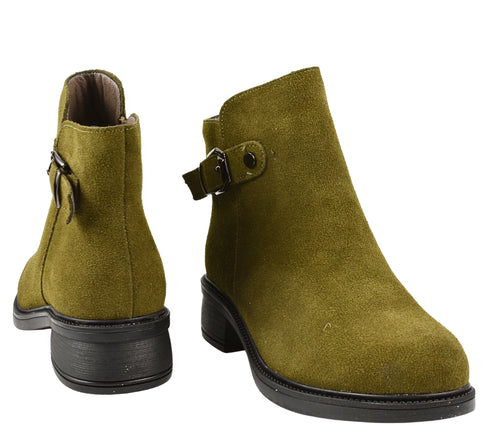 Ghete elegante, dama, BERLINER, 25810 verde, piele intoarsa, toc