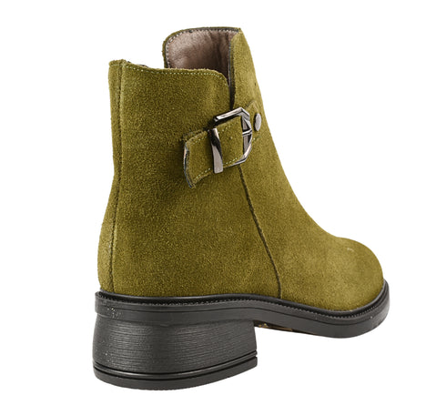 Ghete elegante, dama, BERLINER, 25810 verde, piele intoarsa, toc