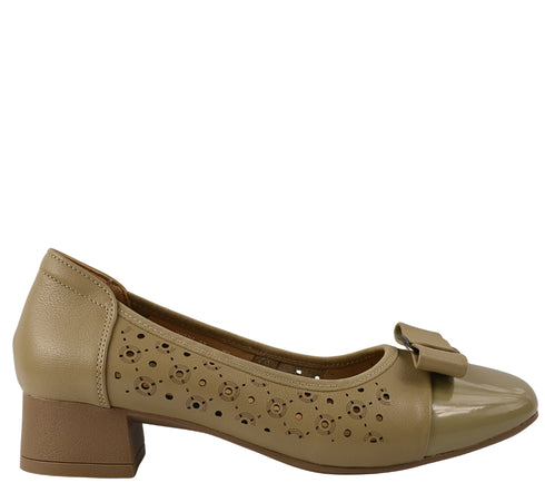 Pantofi casual, dama, ADA SHOES, 25876-13 verde, piele naturala, cu toc