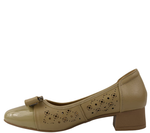 Pantofi casual, dama, ADA SHOES, 25876-13 verde, piele naturala, cu toc