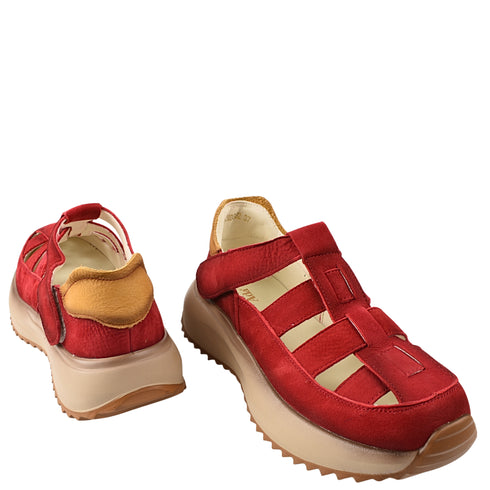 Pantofi sport, dama, ADA SHOES, KM8882 rosu, piele nabuc