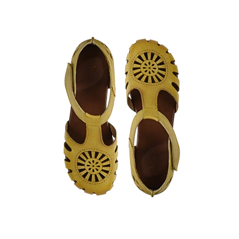 Sandale casual, dama, ADA SHOES, 631 galben, piele naturala