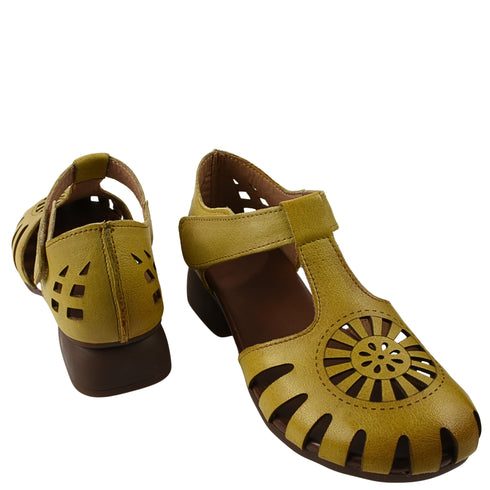 Sandale casual, dama, ADA SHOES, 631 galben, piele naturala