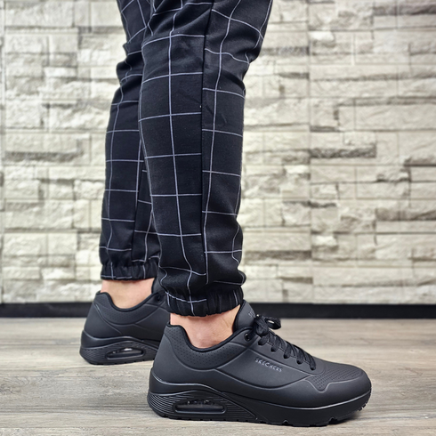 Pantofi sport, barbati, SKECHERS Uno Stand On Air, 52458-BBK negru, piele ecologica