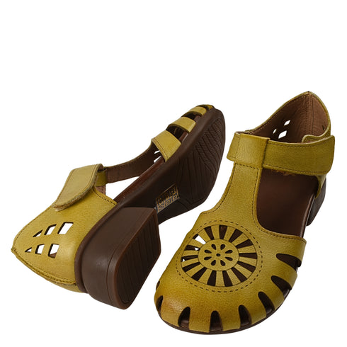 Sandale casual, dama, ADA SHOES, 631 galben, piele naturala