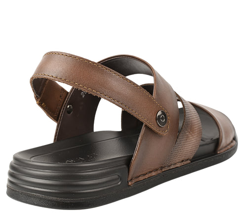 Sandale casual, barbati, MELS 2904, maro, piele naturala