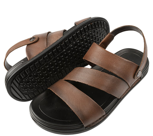 Sandale casual, barbati, MELS 2904, maro, piele naturala