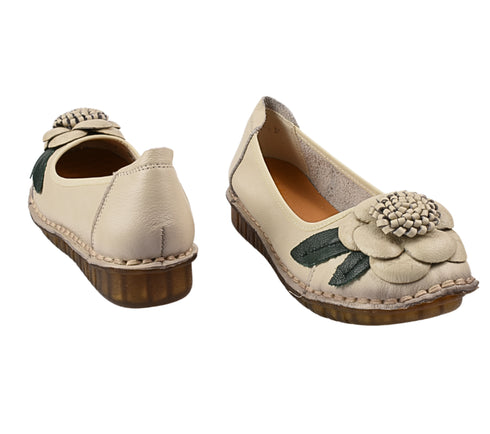 Pantofi casual, dama, ADA SHOES, 1817-6 crem, piele naturala