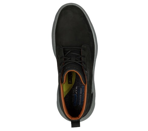 Ghete sport, barbati, SKECHERS GARZA FONTAINE 204903-BLK negru, piele naturala