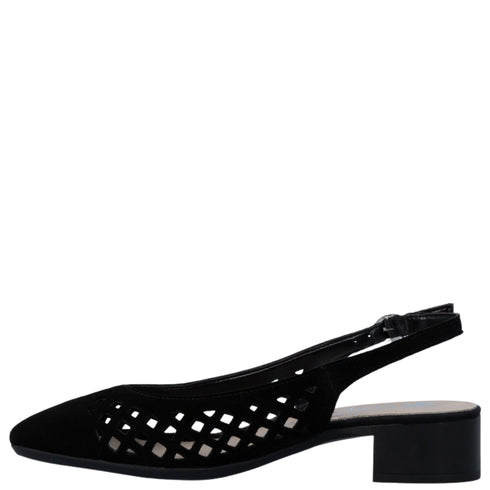 Pantofi casual, dama, RIEKER, ANTISTRESS, 43457-00 negru, piele intoarsa, cu toc