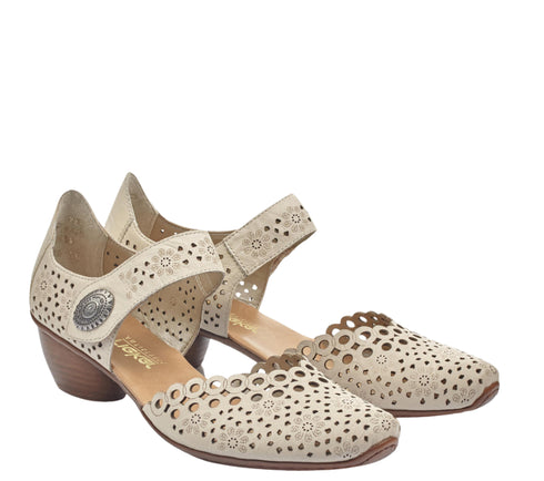 Pantofi casual, dama, RIEKER, ANTISTRESS, 43753-60 bej, piele naturala