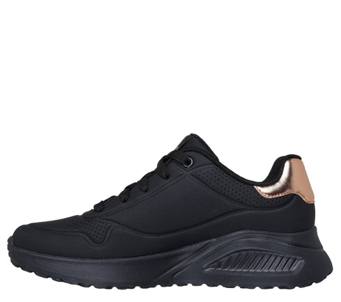 Pantofi sport, dama, SKECHERS UNO LITE - SHIMMER ALONG 177291-BBK negru, piele ecologica