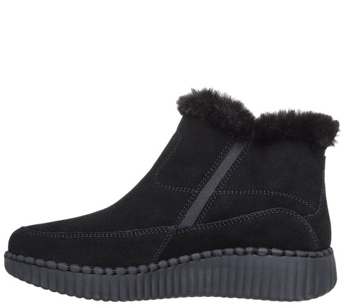 Ghete sport, dama, SKECHERS WILSHIRE BLVD - FRESH ZIP 168108-BBK negru, piele intoarsa
