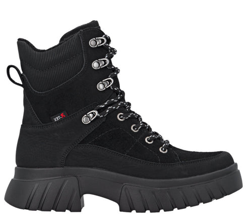 Ghete casual, dama, RIEKER TEX ANTISTRESS, W1871-00 negru, piele ecologica