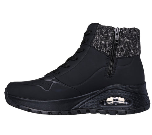Ghete sport, dama, SKECHERS, Uno Rugged Darling Daze 167988-BLK negru, piele ecologica