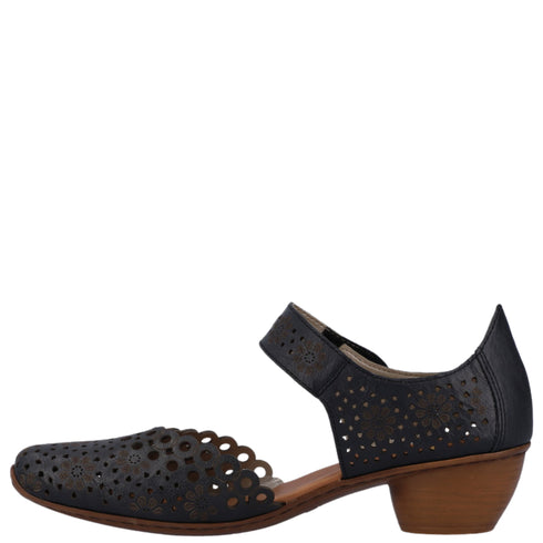 Pantofi casual, dama, RIEKER, ANTISTRESS, 43753-14 bleumarin, piele naturala