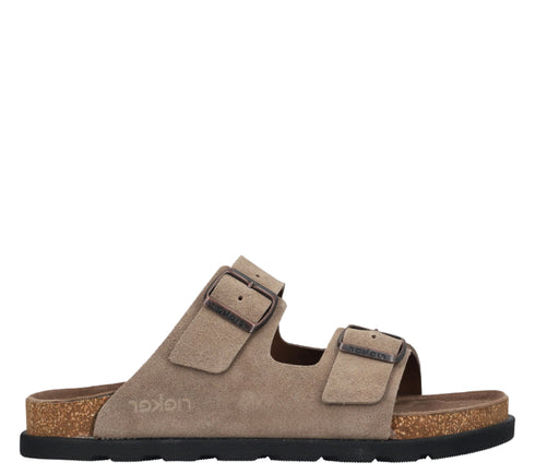 Papuci casual, barbati, RIEKER ANTISTRESS, 21190-27 bej, piele nabuc