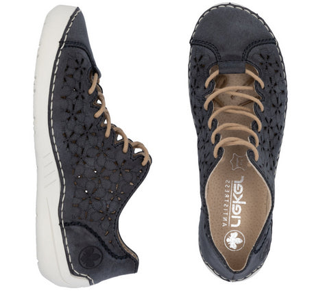 Pantofi casual, dama, RIEKER ANTISTRESS, 52518-14 bleumarin, piele ecologica