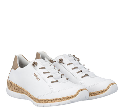Pantofi sport, dama, RIEKER ANTISTRESS, N42K5-80 alb, piele naturala