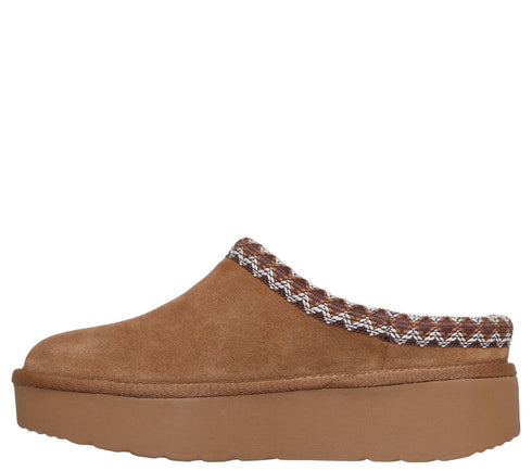 Papuci sport, dama, SKECHERS KEEP COZY - COZY CAS 169144-CSNT maro, piele intoarsa