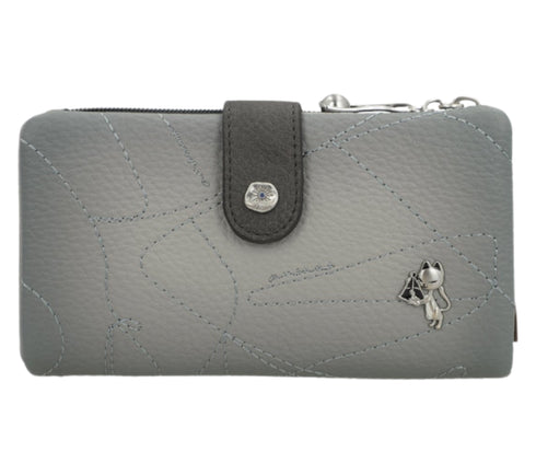 Portofel casual, dama, ANEKKE 42809-907, gri, piele ecologica